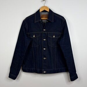 Naked and Famous Denim Jacket Men Large Dark Blue Selvedge Trucker Retro Canada